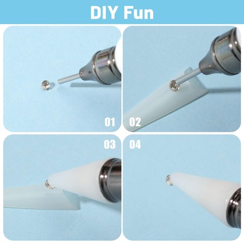 beinkmake 6Pcs Beadable Rhinestone Picker Dotting Pen Rhinestone Adding Dual-ended Beadable Handle DIY Nail Art Decoration Tool for Pick Up and Place Gems Crystals
