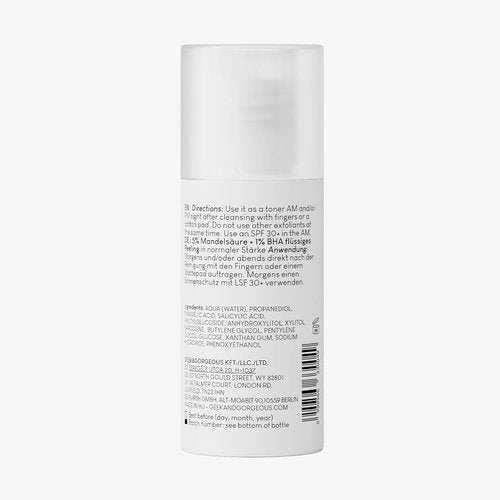 Geek & Gorgeous Cheer Up Exfoliating Liquid - Mandelic Acid & Salicylic Acid for Oily Skin - 1 oz