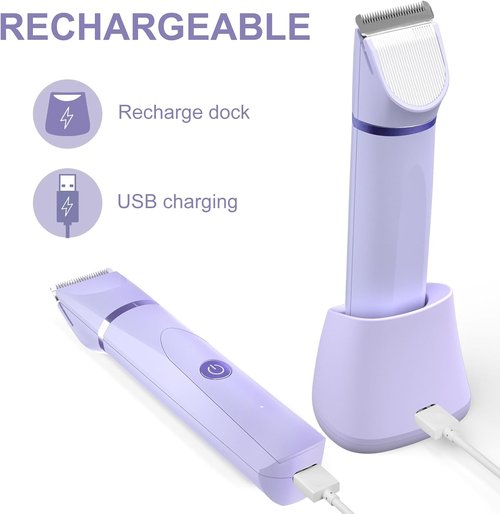 OLOV Electric Body Hair Trimmer - Versatile Wet/Dry Groomer for Men & Women - Replaceable Ceramic Blades, USB Rechargeable, Waterproof - Purple