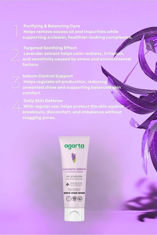 Agarta Lavender Moisturizing Skin Cream - Vegan Botanical Hand & Face Cream with Lavender Water | 2.54 fl oz