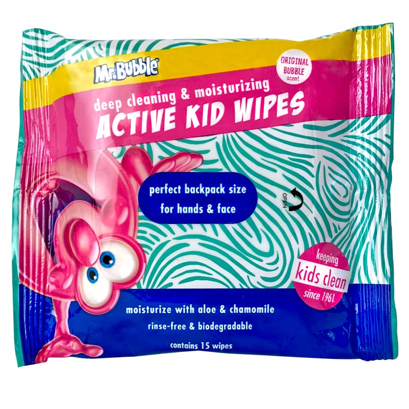 Kids Moisturizing Face and Hand Wipes - Travel Size Biodegradable Pack of 12
