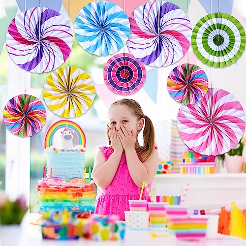 Candy Themed Hanging Paper Fans - 27 Piece Party Decorations - Classic Variation