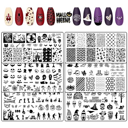 Halloween Nail Art Stamping Plates Set - Spiderweb Jack-o'-Lantern Skull Design - Style4