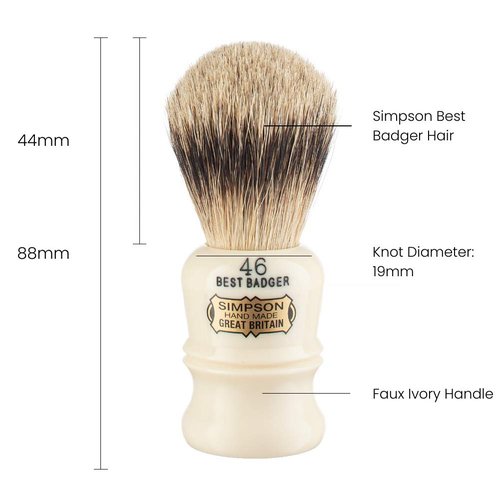 Simpson Berkeley 46 Best Badger Shaving Brush - Handmade British Shaving Brush for Men - Premium Quality by Simpson Shaving Brushes (Berkeley 46 Best Badger)