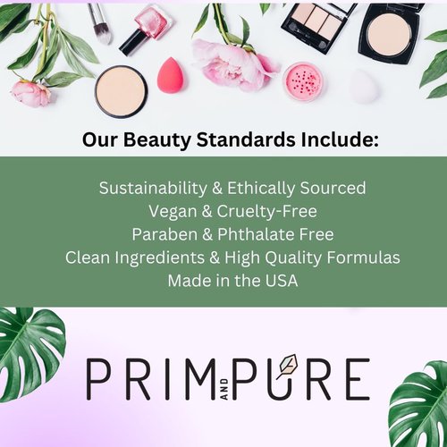 Prim and Pure Kids Makeup Gift Set - Stencil, Makeup Eyeshadow Bioglitter Lip Gloss and Cosmetic Bag Mirror Makeup Brush Accessories (Fairy Purple)