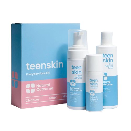 Natural Outcome Teen Skin Care Kit - 3-Step Acne Face Wash, Toner & Moisturizer | Ideal for Preteens & Teens