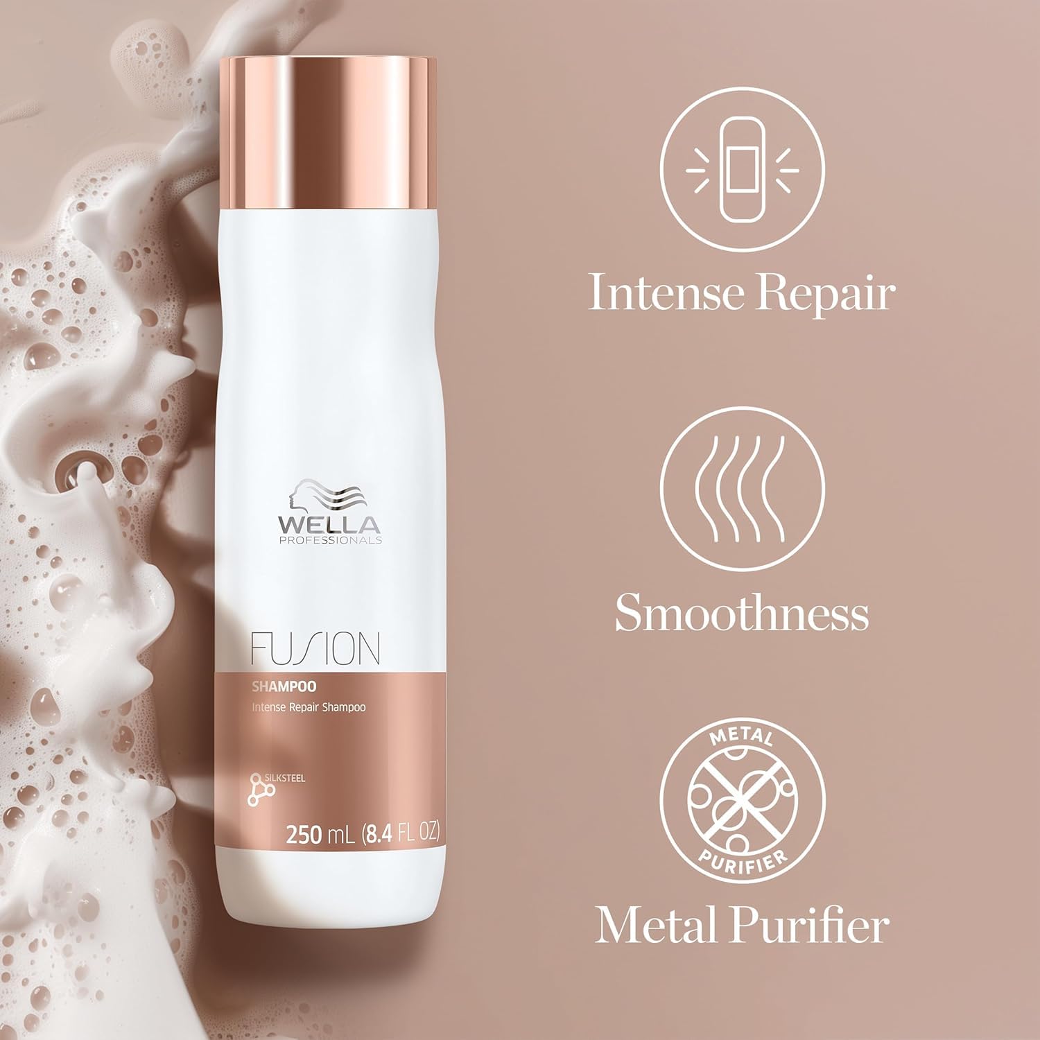 Wella Professionals Fusion Intense Repair Shampoo & Conditioner Set - Anti-Hair Breakage + EIMI Thermal Image Hairspray for Smoothness & Shine