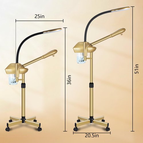 Chetunju Professional Facial Steamer Adjustable Height and Angle, Face Steamer Clean Skin Firming Pores and Moisturizing Suitable for a Beauty, Spa, at Home（Gold）