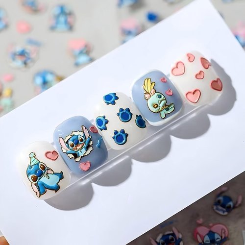 Dedyel 5D Embossed Cute Nail Art Stickers Cartoon Kawaii Design Anime Self Adhesive Nail Stickers for Women Kids Girls Nails Art Decorations