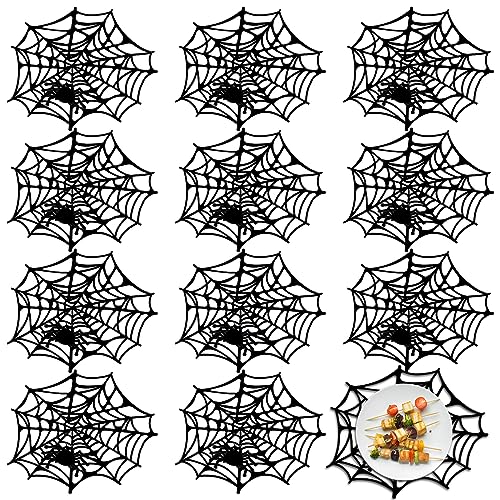 12 Pcs Halloween Spider Web Placemats - 13 Inch Felt Table Mats, Spooky Decor