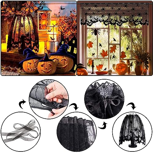 Halloween Spiderweb Tablecloth Runner Fireplace Scarf Bat Decor Set