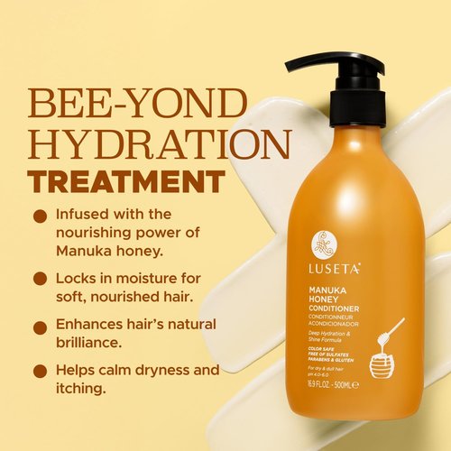 Luseta Manuka Honey Conditioner Set - Hydrate & Repair Dry, Dull Hair | Moisturizing 16.9oz