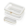 Aniborsa Clear Makeup Bag, Travel Clear Cosmetic Bag and Makeup Brush Bag, Transparent Portable Makeup Case, Waterproof Toiletry Bag with Zipper for Women, White