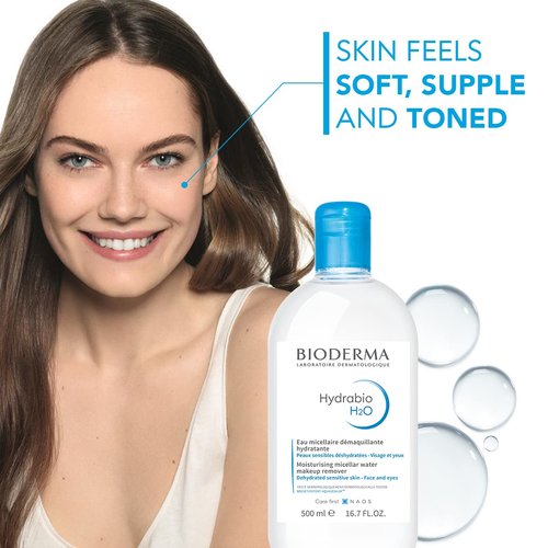 Bioderma Hydrabio DUO H2O Micellar Water Cleansing and Make-Up Removing for Dehydrated Sensitive Skin, 33.4 Fl Oz