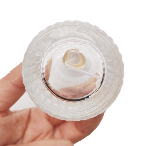 PimyRcyi Glass Spray Bottles for Perfume,3.4oz Empty Clear Vertical Stripes Round Fine Mist Spray Container 100ml,2PCS (Clear+Black)