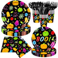 Halloween Party Supplies Set - Ghost & Pumpkin Paper Plates Napkins Cups Forks