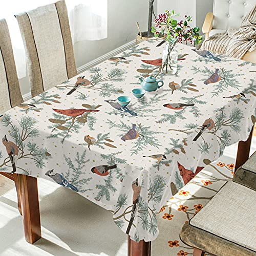 Vintage Winter Bird Cardigan Tablecloth 54 x 72 Inch - V Xmas Variation