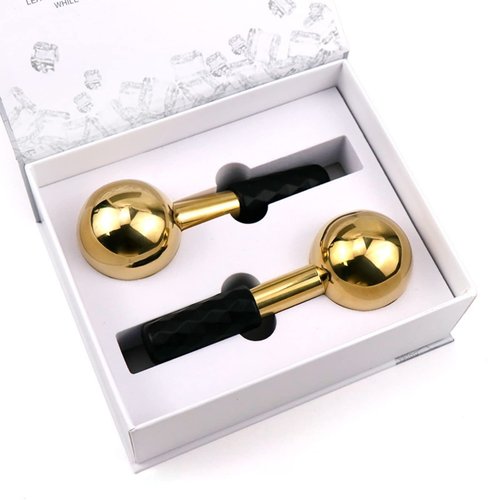 Globes for Facials, Cooling Roller for Face, Cryo Sticks Massager for Face Neck & Eyes, Cold Roller Skin Care for face Puffiness, Dark Circles, Wrinkles, Collagen Production (Gold)