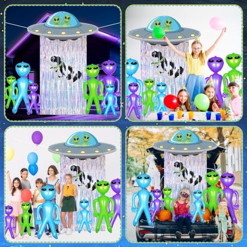 Alien Door Decorations with Tinsel Foil Fringe Curtains - Space Party Supplies