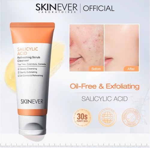 SKINEVER Salicylic Acid Face Exfoliating Scrub - Deep Cleanse & Smooth Skin Texture, 75 ML