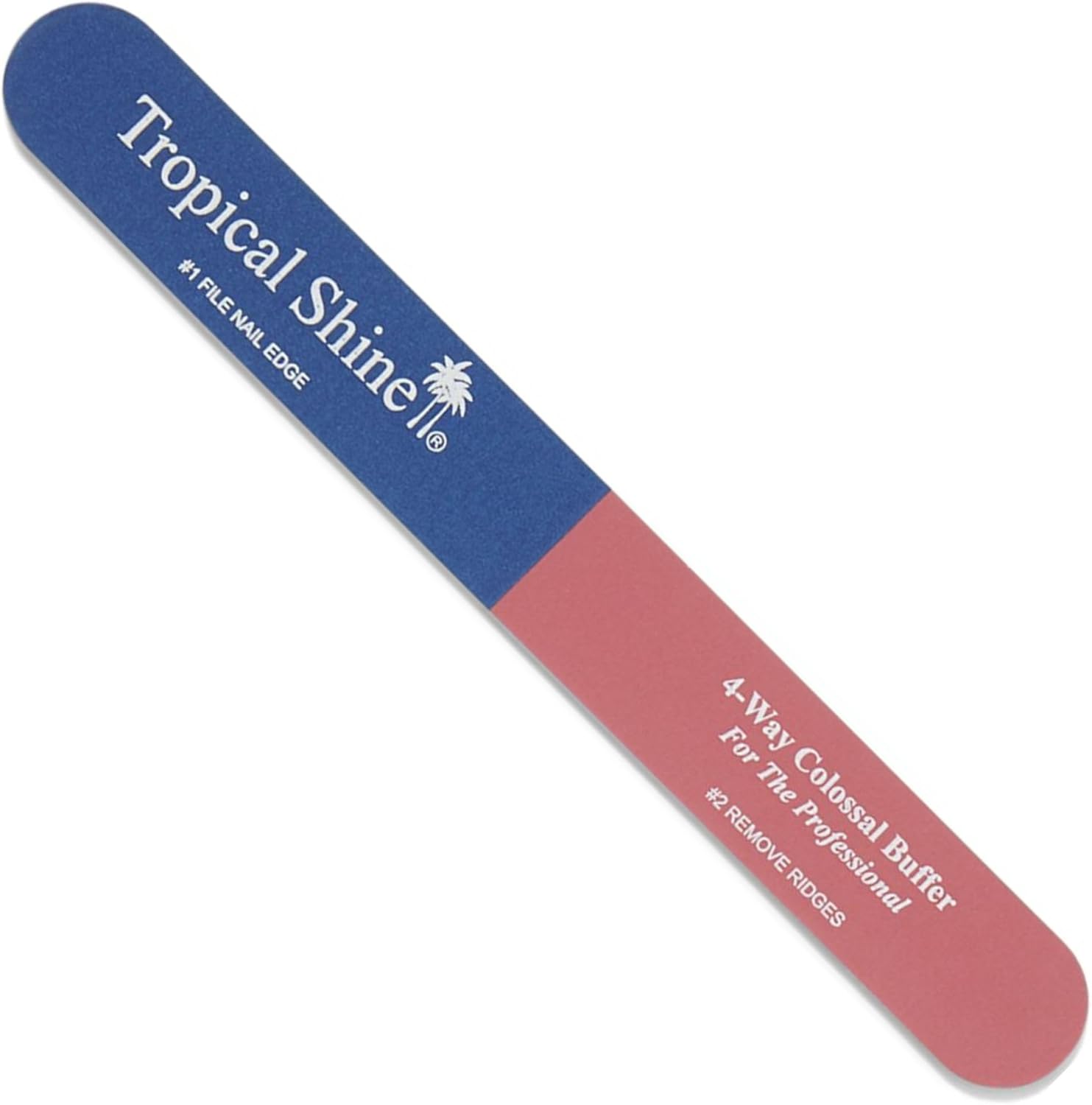 Tropical Shine Colossal 4-Way Nail Buffer - Professional File for Shaping & Smoothing - Compact Blue-Pink Design