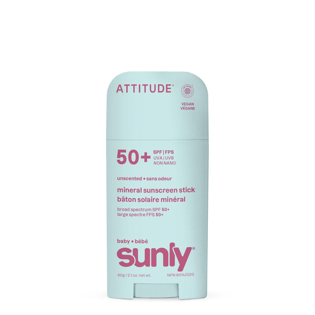 ATTITUDE Baby Mineral Sunscreen Face Stick SPF 50 - Broad Spectrum Zinc Oxide, EWG Verified, Vegan