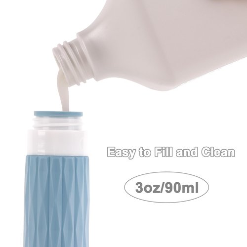 FEEJOY Travel Bottles for Toiletries, Travel Size Toiletries, TSA Approved 3oz Size Toiletry Containers, Leakproof & Refillable Silicone Bottles for Shampoo Conditioner (Grey)