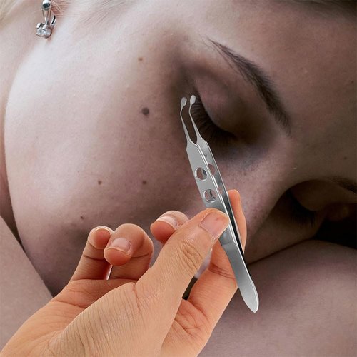 FOMIYES 2Pcs Stainless Steel Eyelid Tweezers Eye Care Tool for Meibomian Gland Expressor and Eyelid Blockage Removal Portable Eye Treatment Tweezers