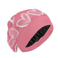 ElliTarr Beanie Hat Satin Bonnet Lined Sleep Cap Hair Wrap Cover Slouchy Beanie for Curly Hair Protection for Gifts for Men Women Pink Hearts Valentine