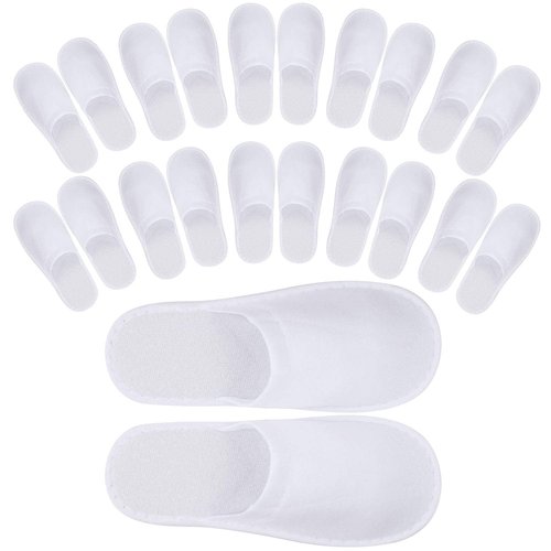 Tbestmax 24 Pair Spa Flip Flops Disposable Slippers for Hotel Guests Women, Men Closed Toe Super Comfort White