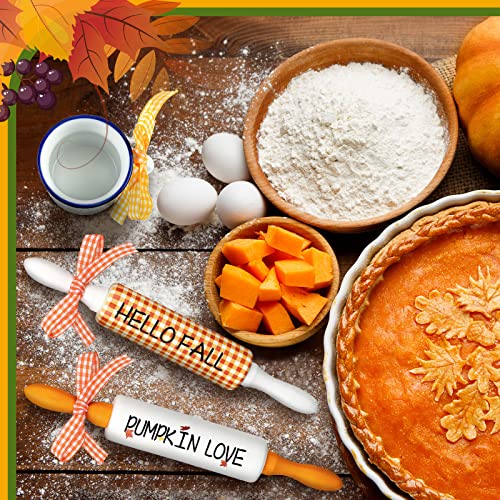 Fall Tiered Tray Decor Set - Mini Rolling Pins, Autumn Signs & Mug - Fall Style