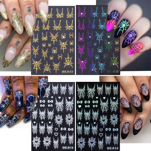 Halloween Nail Art Stickers 3D Spider Web & Charm Set - Variation 26