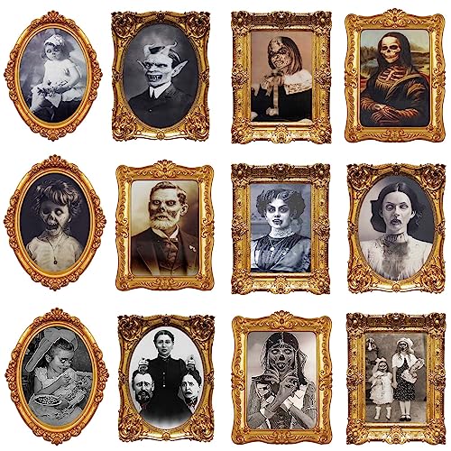 Halloween Decorations Indoor 12 Pieces 3D Face-Changing Portraits Haunted Scary Wall Art