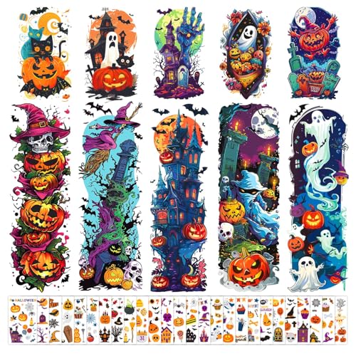 Kids Temporary Tattoo Sleeves Set for Halloween Party - 36 Waterproof Sheets