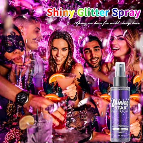 Purple Body Glitter Spray - Sparkling Hair & Body Shimmer for Mardi Gras & Festivals