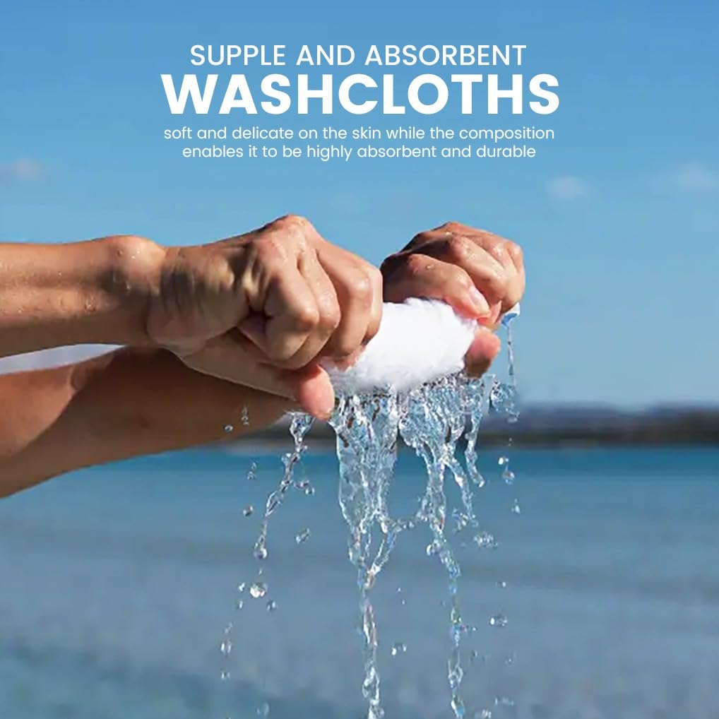 YRALY Cotton Washcloths Set - Premium Quality Face Cloths, 100% Cotton Ring Spun, Soft & Absorbent Towels for Body (24 Pack, White)