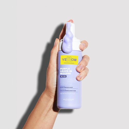 Alfaparf Milano Yellow Professional Silver - Purple Leave-In Mousse for Cool Blonde & Gray Hair - 5.41 fl oz