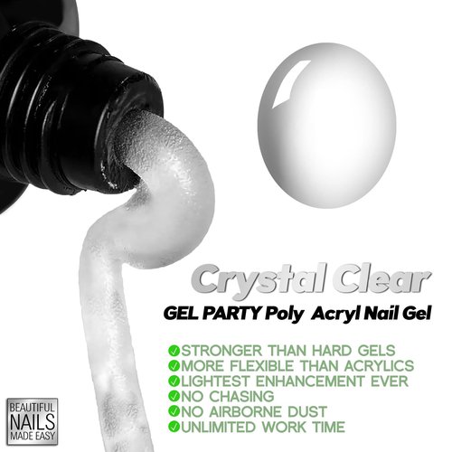 GELPARTY Clear Poly Nail Gel 60g – Ultra-Transparent Builder Gel for Nail Extensions, 3D Molding & Sculpting, Strong & Long-Lasting Soak-Off UV/LED Gel, Professional Salon & DIY Nail Art