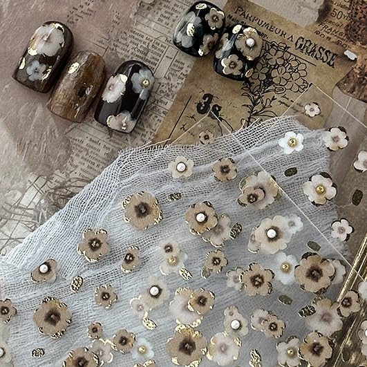 Nail Art Stickers 3D Embossed Self-Adhesive for DIY Nails - Leopard Bloom