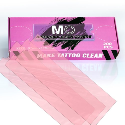 Tattoo Machine Covers 200pcs Tattoo Pen Covers 7 x 2.4inch Disposable Tattoo Pen Machine Bags Professional Tattoo Supplies and Accessories (PINK)