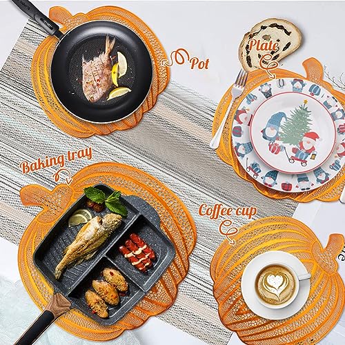 Pumpkin Placemats Set of 12 - Fall Harvest Table Decor for Thanksgiving & Halloween