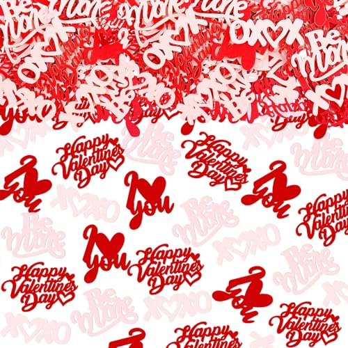 100PCS Valentine Confetti Set - Pink XoXo I Love You Be Mine Table Decorations - Mine Pink Variation