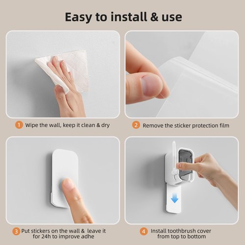 MOPMS Toothbrush Cover Travel 2PCS, Stay Closed with Band Electric Toothbrush Covers Caps, Toothbrush Head Cover for Travel, Camping, Bathroom, Business, Grey