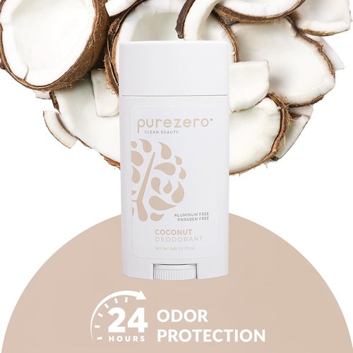 Purezero Deodorant - Coconut Scent | Aluminum & Paraben Free | 24-Hour Odor Protection | Infused with Shea Butter & Coconut Oil (1 Pack)