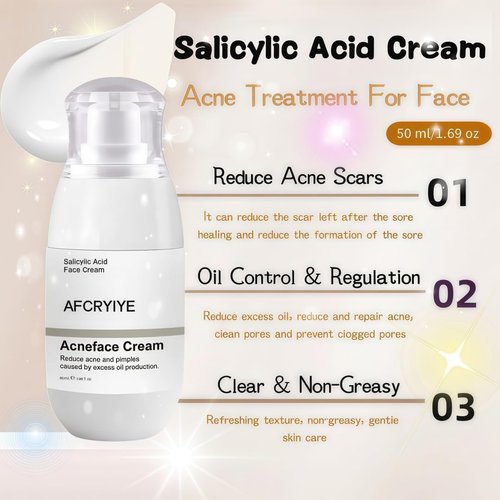 Salicylic Acid Acne Treatment Face Cream by [Brand Name] - Oil Control & Pore Refining, 50ml / 1.69oz (2 Pack)