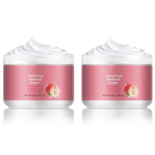 Facial Hair Removal Cream,Quick Gentle Fast-Acting Hair Remover Cream,Natural Aloe Vera & Chamomile,Long-Lasting Body Hair Removal Creams for Face & Lip,2PCS