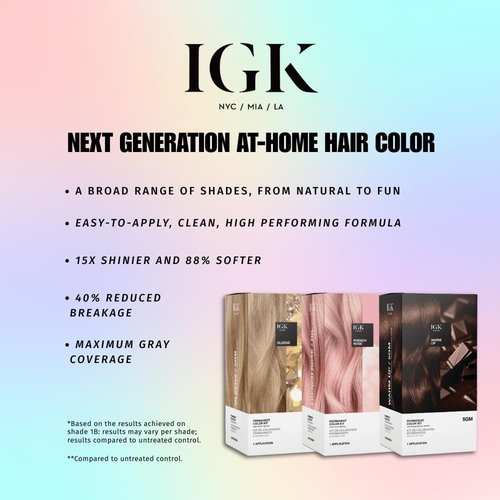 IGK Permanent Hair Dye Color Kit | 9GB Olsens - Light Beige Blonde | 100% Gray Color Coverage + Strengthen + Shine | Ammonia Free