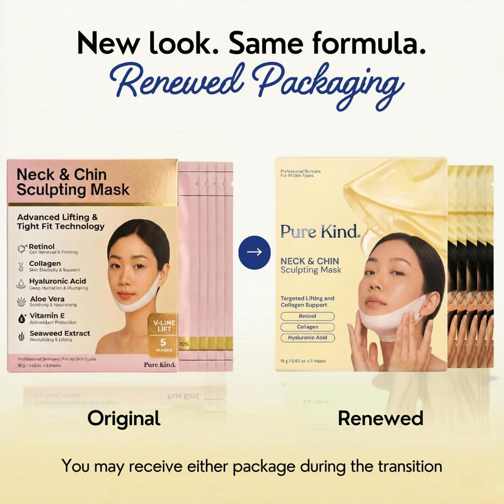 V Line Lifting Neck & Chin Mask - Anti-Aging Jawline Shaper with Retinol & Collagen - 5 Pack