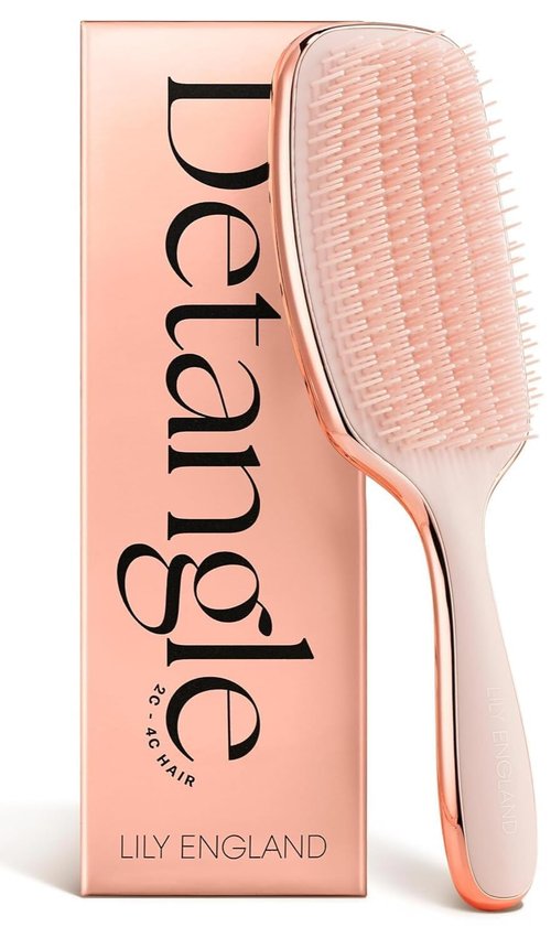 Lily England Detangling & Styling Brush - Pain-Free Rose Gold Brush for Curly Hair - Flexible Bristles for Wet & Dry Use
