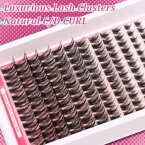 Luxurious C/D Curl 8-18mm Spiky Lash Clusters for Dramatic & Natural Looks - 144 Pcs
